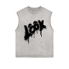 LOOK Funny Graphic Cutoff Faded Tee-INNBLAC