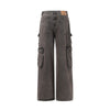 Wide Leg Denim Cargo Pants-INNBLAC