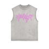 Neon Pink Graffiti Graphic Sleeveless Faded Tee-INNBLAC