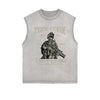 Soldiers Of Fortune Retro Graphic Sleeveless Faded Tee-INNBLAC