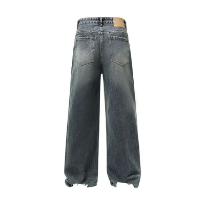 Washed Whiskers Baggy Jeans-INNBLAC