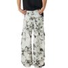 Ink Splatter Pleated Knee Cargo Trousers