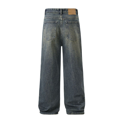 Washed Lightning Straight Leg Jeans-INNBLAC