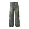 Wide Leg Cargo Denim Pants-INNBLAC