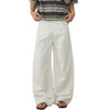 White Cotton Barrel-Leg Trousers