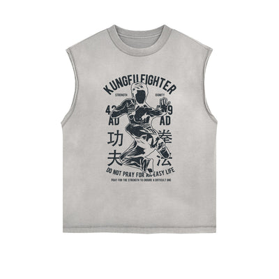 Kungfu Fighter Vintage Sleeveless Tee-INNBLAC