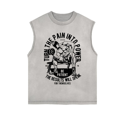 Turn The Pain Into Power Cutoff Graphic Tee-INNBLAC