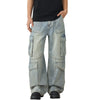 Wide-Leg Denim Cargo Trousers