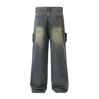 Vintage Washed Straight Leg Jeans-INNBLAC