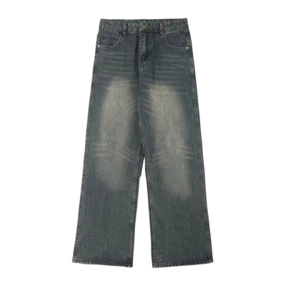 Washed Whiskers Straight Leg Jeans-INNBLAC