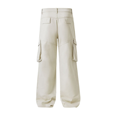 Beige Baggy Cargo Pants-INNBLAC