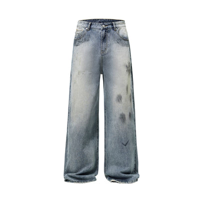 Ripped Graffiti Baggy Jeans-INNBLAC