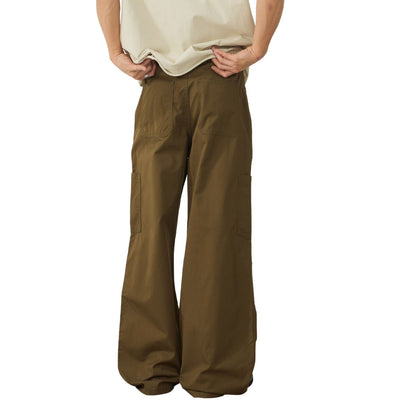 Relaxed Fit Pleated Knee Cargo Pants