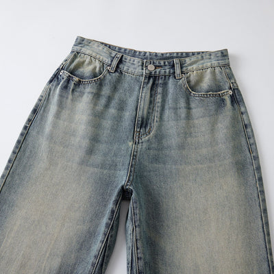 Washed Faded Baggy Denim Pants-INNBLAC