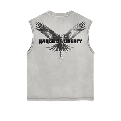 Wings of Liberty Eagle Sleeveless Faded Tee-INNBLAC