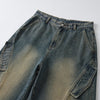 Vintage Washed Straight Leg Jeans-INNBLAC