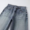 Straight Leg Whiskers Blue Jeans-INNBLAC