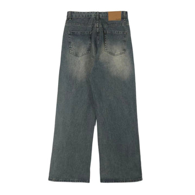 Washed Whiskers Straight Leg Jeans-INNBLAC