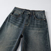 Vintage Washed Straight Leg Jeans-INNBLAC