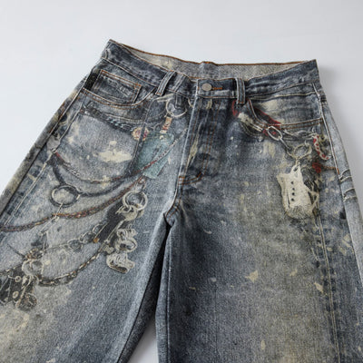 Street Digital Print Jeans-INNBLAC