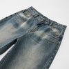 Washed Straight Leg Denim Pants-INNBLAC