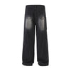 Washed Straight Leg Cargo Jeans-INNBLAC