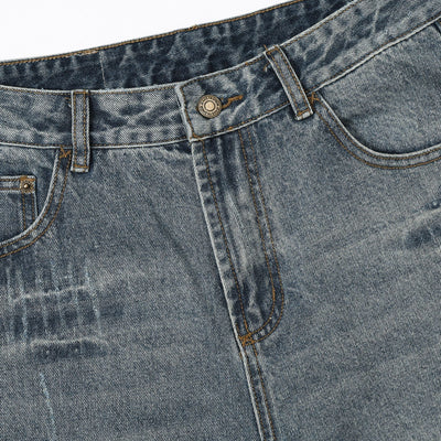 Vintage Wash Straight Leg Jeans-INNBLAC