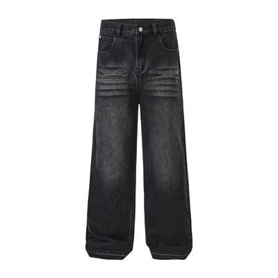 Vintage Washed Raw Hem Bootcut Jeans-INNBLAC