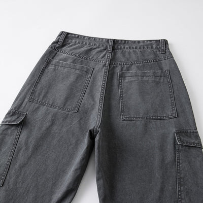 Vintage Washed Baggy Cargo Pants-INNBLAC