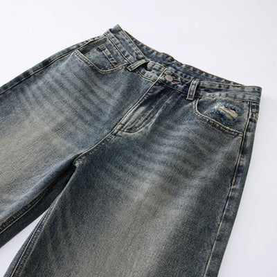 Washed Whiskers Baggy Jeans-INNBLAC