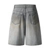 Splash Print Distressed Wash Denim Bermuda Shorts