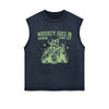 Skull Whiskey Goes In Wisdom Sleeveless Faded Tee-INNBLAC