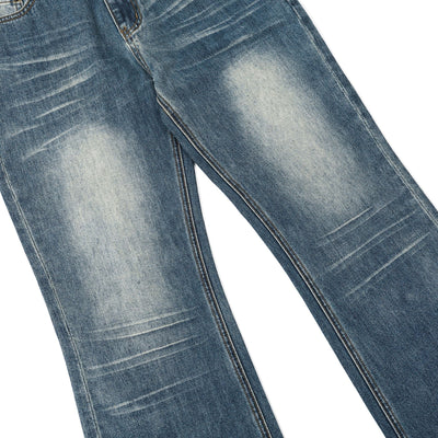 Heavy Wash Whiskers Bootcut Jeans-INNBLAC