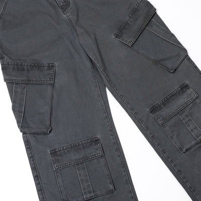 Vintage Washed Baggy Cargo Pants-INNBLAC