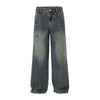 Washed Straight Leg Cargo Jeans-INNBLAC