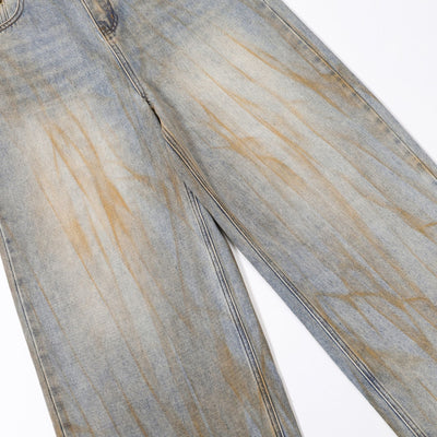 Muddy Washed Wide Leg Jeans-INNBLAC