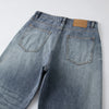 Straight Leg Whiskers Blue Jeans-INNBLAC