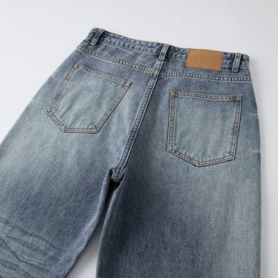 Straight Leg Whiskers Blue Jeans-INNBLAC