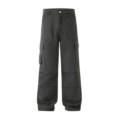 Straight Leg Casual Cargo Pants-INNBLAC