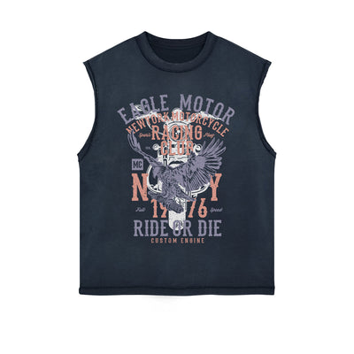 Eagle Motor Graphic Sleeveless Faded Tee-INNBLAC