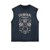 Criminal Syndicate Retro Graphic Sleeveless Faded Tee-INNBLAC