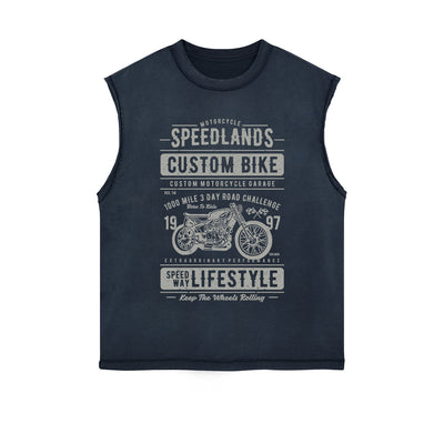 Speedlands Custom Bike Graphic Sleeveless Faded Tee-INNBLAC