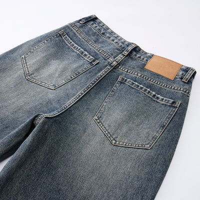 Washed Whiskers Baggy Jeans-INNBLAC