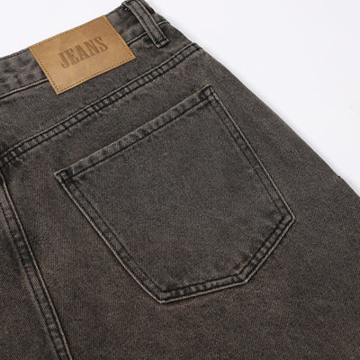 Wide Leg Denim Cargo Pants-INNBLAC