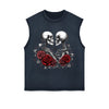 Skeletons Roses Love Valentine Sleeveless Faded Tee-INNBLAC