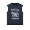 Eagle Retro Graphic Sleeveless Faded Tee-INNBLAC