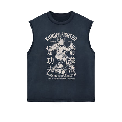 Kungfu Fighter Vintage Sleeveless Tee-INNBLAC