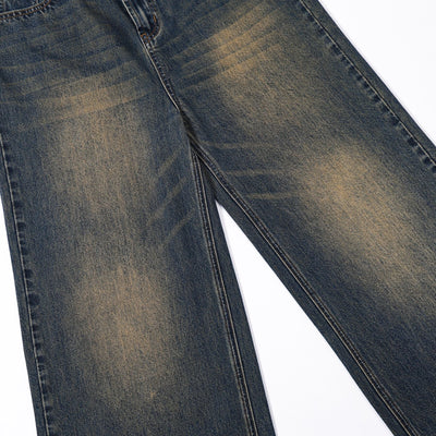 Vintage Washed Straight Leg Jeans-INNBLAC