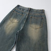 Vintage Washed Straight Leg Jeans-INNBLAC