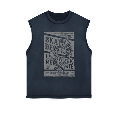 Live To Skate Cutoff Faded Tshirt-INNBLAC